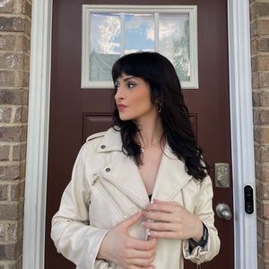 Leather ZARA jacket, gorgeous off-white color. Never worn.